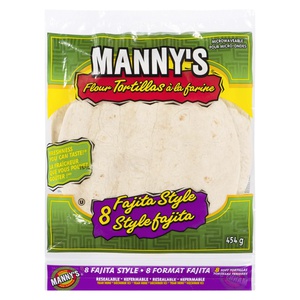Mannys Flour Tortillas 8" Fajita Style