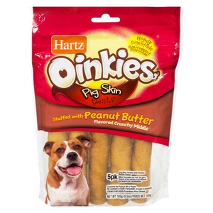 Hartz Oinkies Pig Skin Twists Peanut Butter