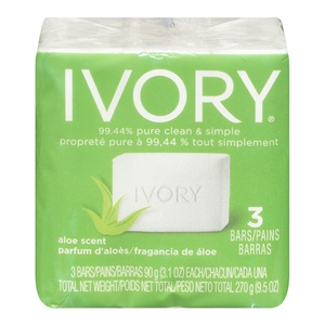 Ivory Bar Soap Aloe Scent 3 Pak