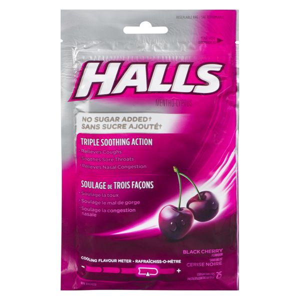 HALLS RELIEF BLACK CHERRY NSA LOZENGES