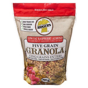 Rogers Five Grain Granola Low Fat Raspberry Almond