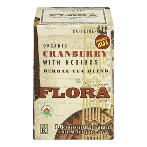 Flora Organic Cranberry With Rooibos Herbal Tea Blend