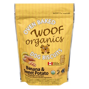 Oven Baked Woof Organics Dog Biscuts Banana & Sw Potato