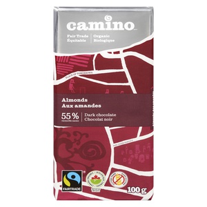 Camino Organic 55% Dark Chocolate Bar With Almonds