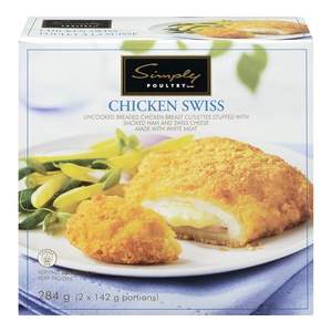 Simply Poultry Chicken Cordons Swiss 2pk
