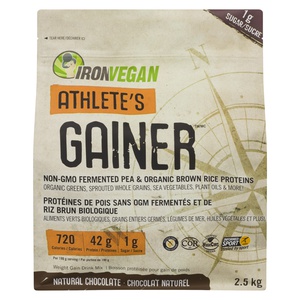 Iron Vegan Athletes Gainer Protein Powder Natural Chocolate