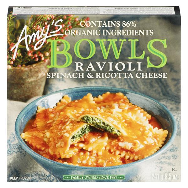 AMYS BOWLS RAVIOLI SPINACH & RICOTTA CHEESE