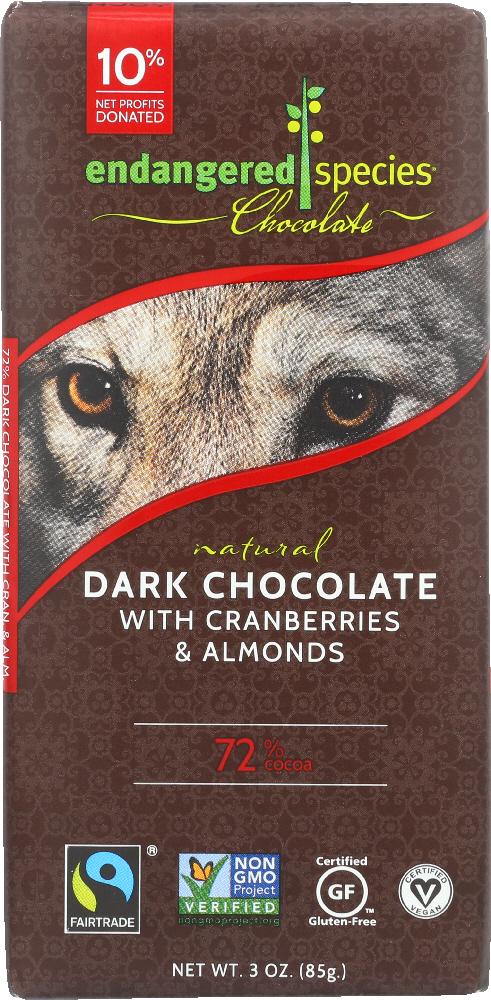ENDANGERED SPECIES DARK CHOCOLATE W/ CRANBERRIES ALMOND