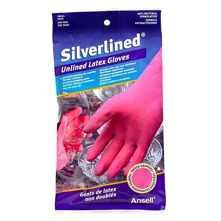 SILVERLINED UNLINED LATEX GLOVES SM