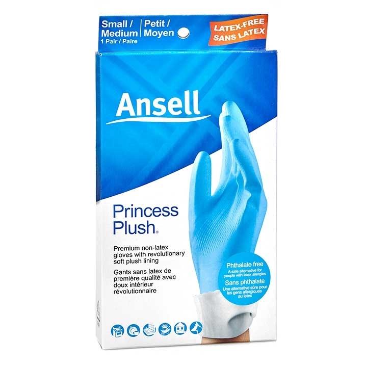 ANSELL PRINCESS PLUSH LATEX FREE RUBBER GLOVES SMALL