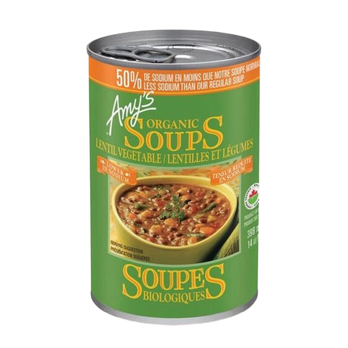 AMYS ORGANIC SOUP LENTIL VEGETABLE 50% LESS SODIUM