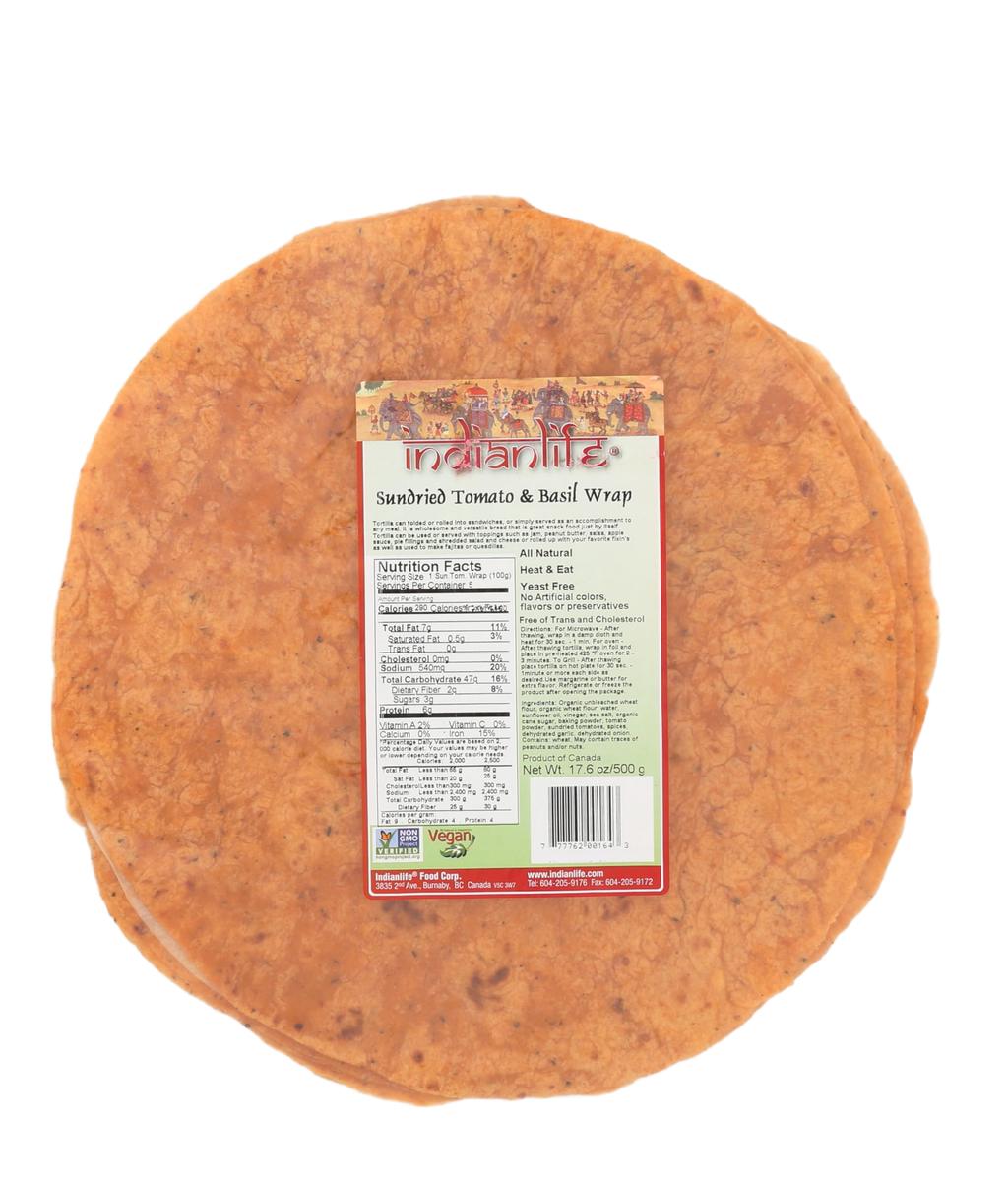 Indianlife Non-Gmo Sundried Tomato & Basil Wrap